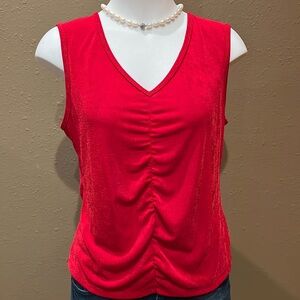 ANOTHER LOVE red tank with Ruching size Medium